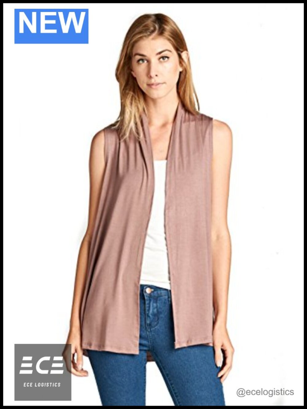 Sleeveless Open Front Vest Viscose Made from Bamboo Made in USA